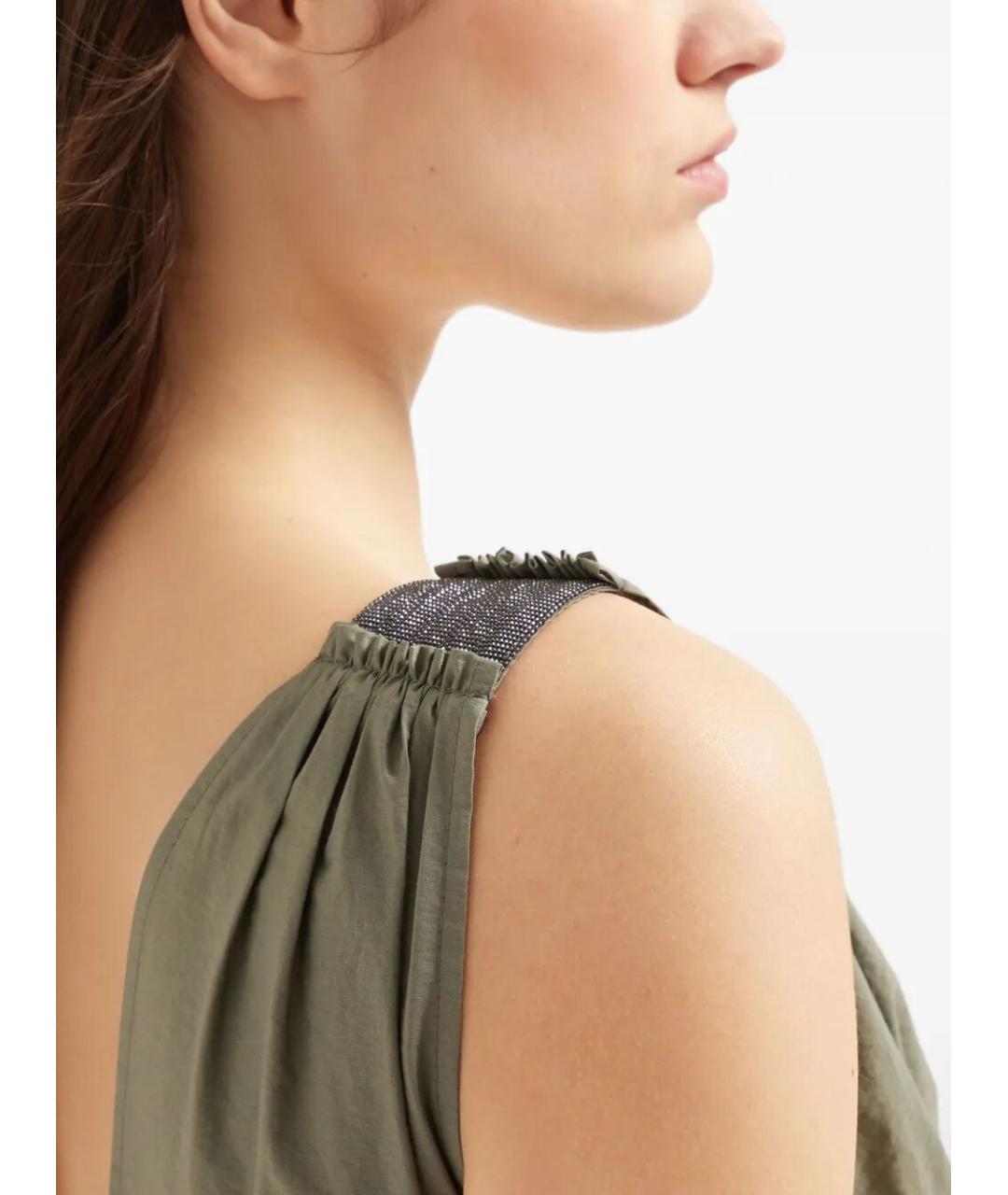 BRUNELLO CUCINELLI Хаки хлопковое платье, фото 3