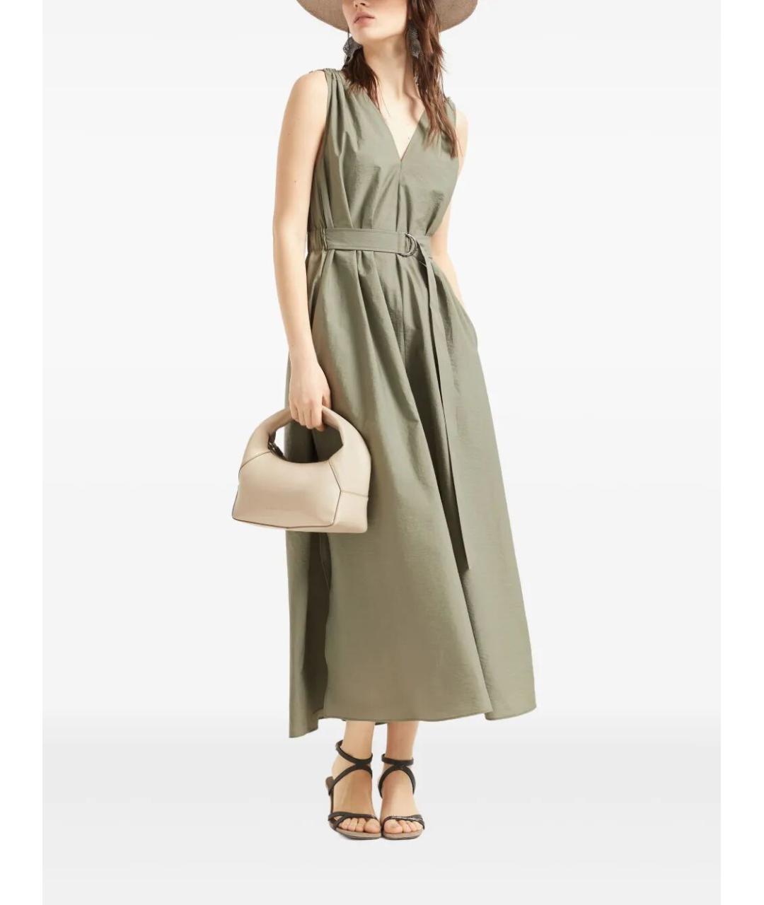 BRUNELLO CUCINELLI Хаки хлопковое платье, фото 6