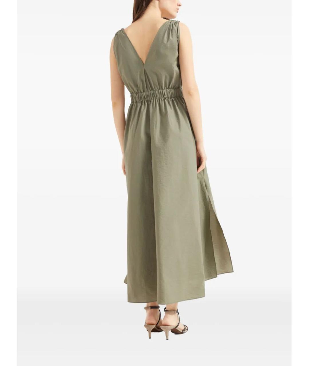 BRUNELLO CUCINELLI Хаки хлопковое платье, фото 4