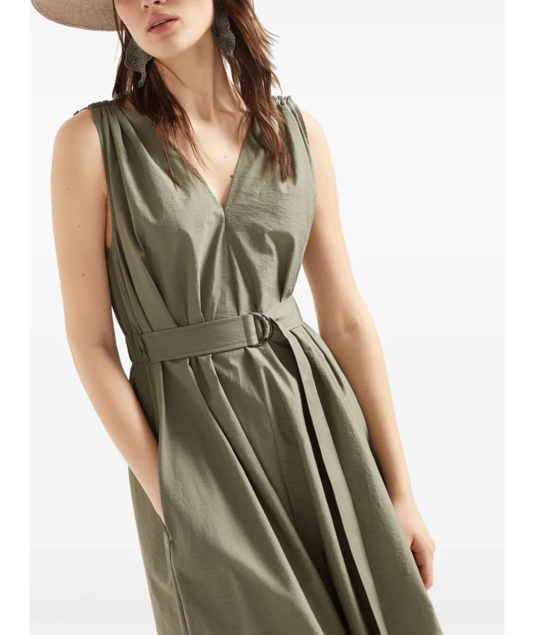 BRUNELLO CUCINELLI Хаки хлопковое платье, фото 5