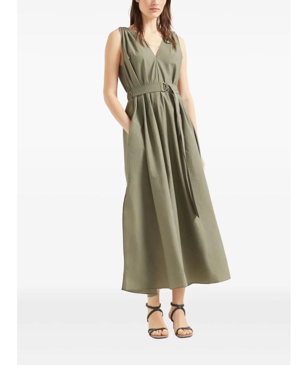 BRUNELLO CUCINELLI Хаки хлопковое платье, фото 2