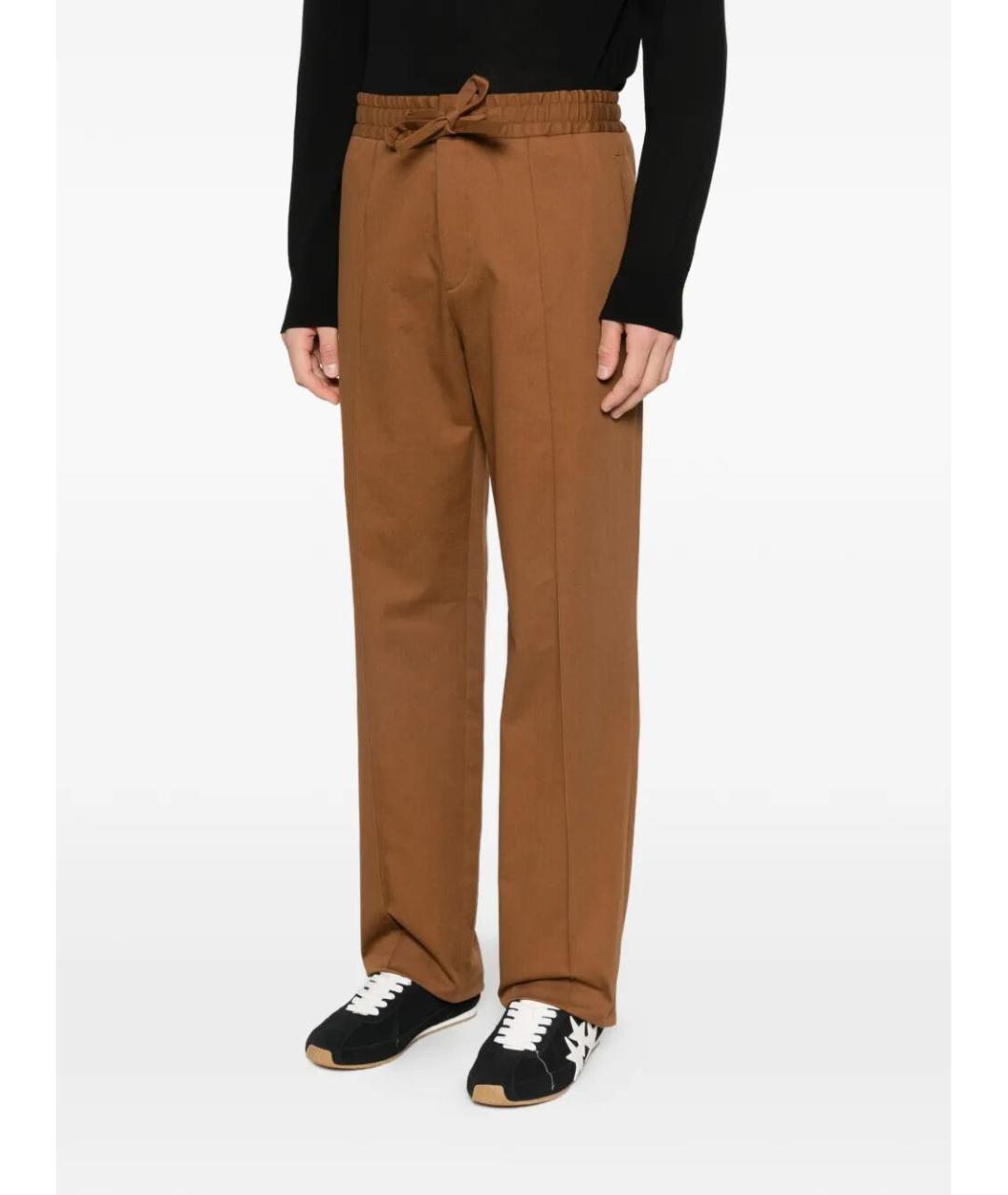 VALENTINO Коричневые хлопковые повседневные брюки, фото 4