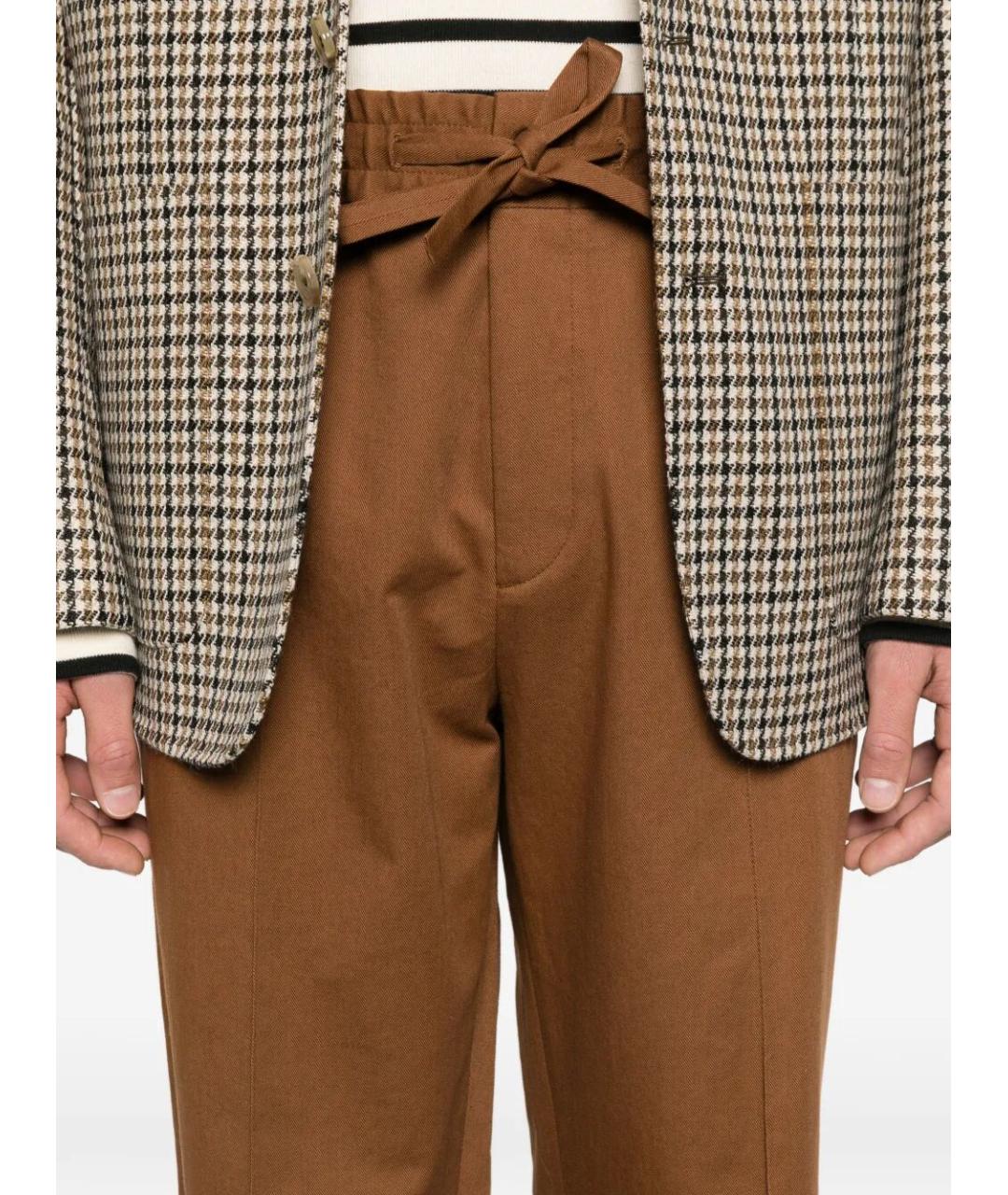 VALENTINO Коричневые хлопковые повседневные брюки, фото 5