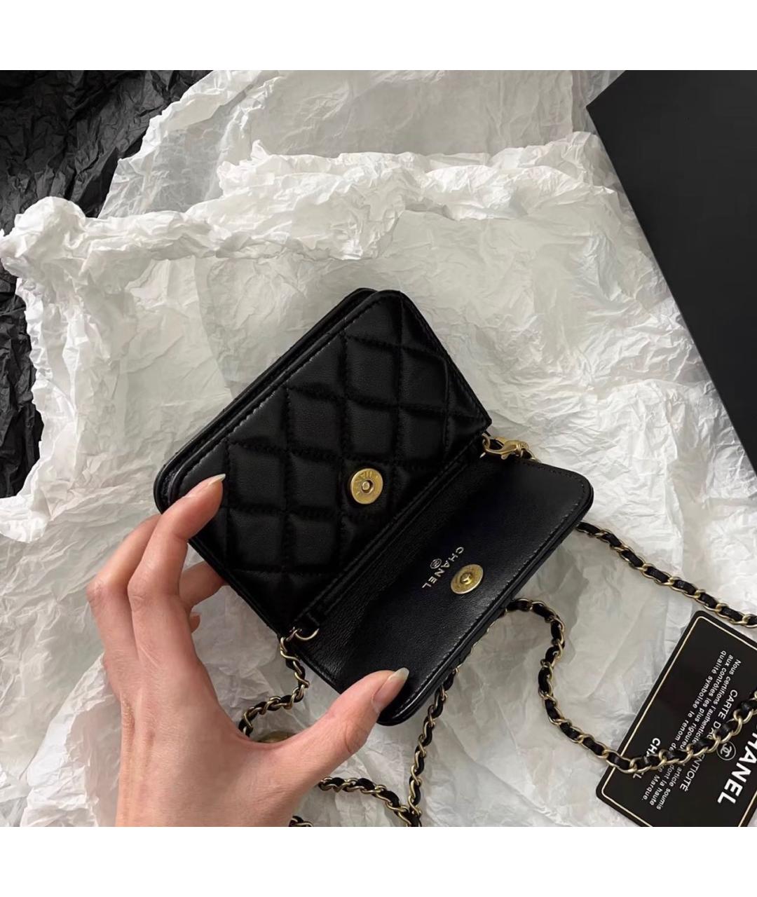 CHANEL Черная кожаная сумка через плечо, фото 5