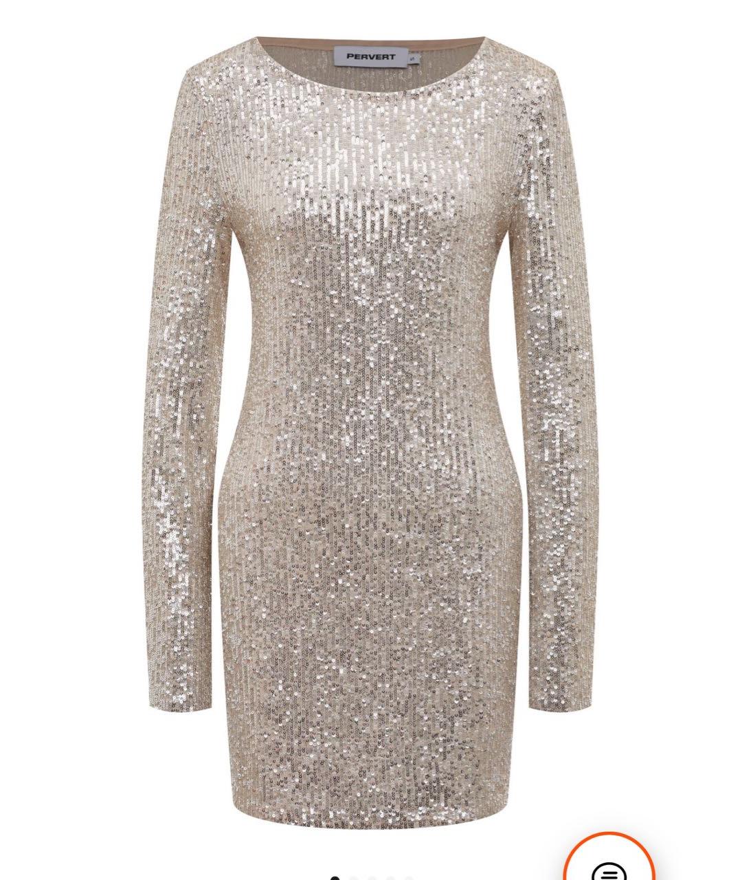 PERVERT Золотое полиэстеровое коктейльное платье, фото 7