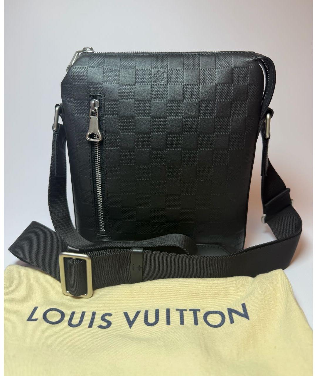 LOUIS VUITTON Черная кожаная сумка на плечо, фото 9