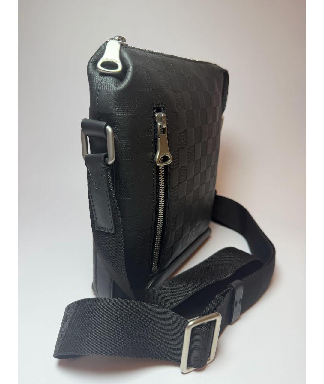 LOUIS VUITTON Черная кожаная сумка на плечо, фото 2