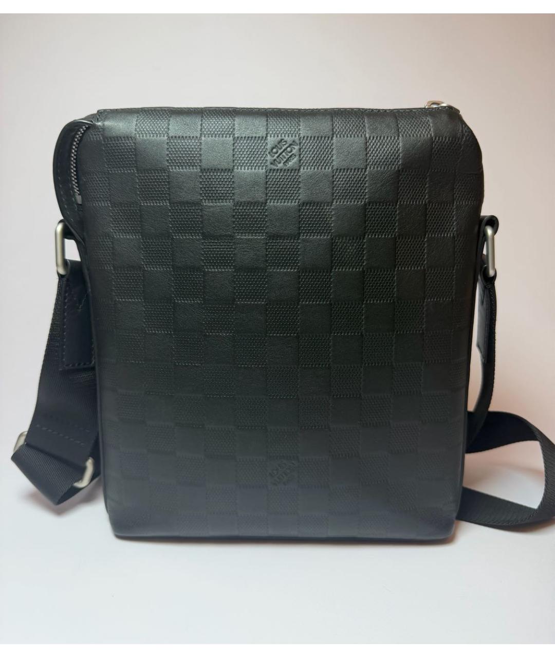 LOUIS VUITTON Черная кожаная сумка на плечо, фото 3