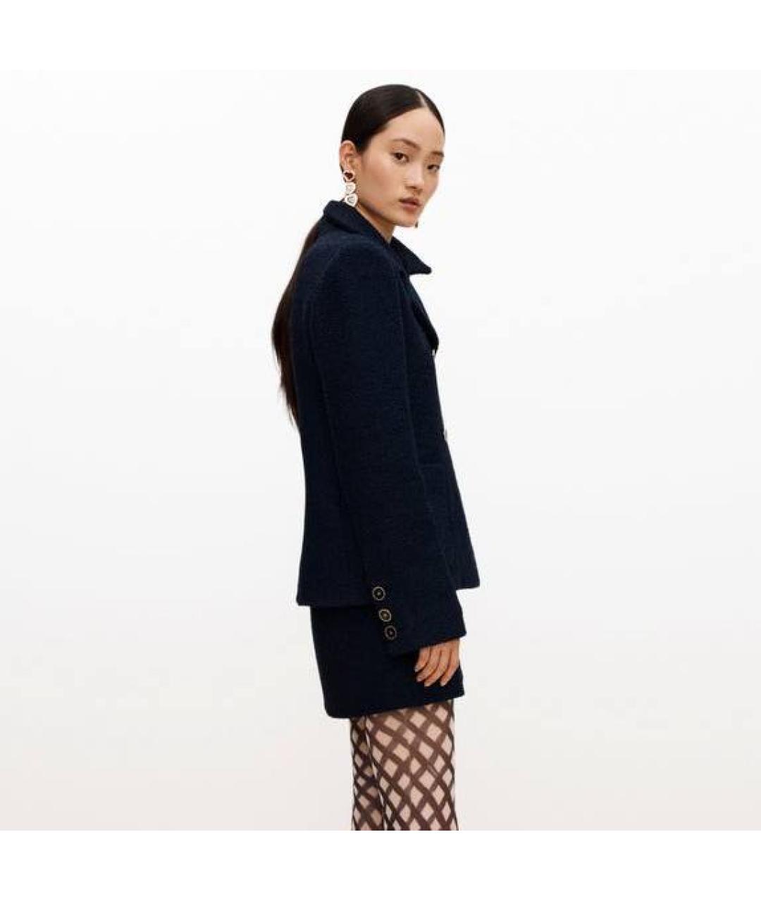 CHANEL Темно-синий твидовый жакет/пиджак, фото 3