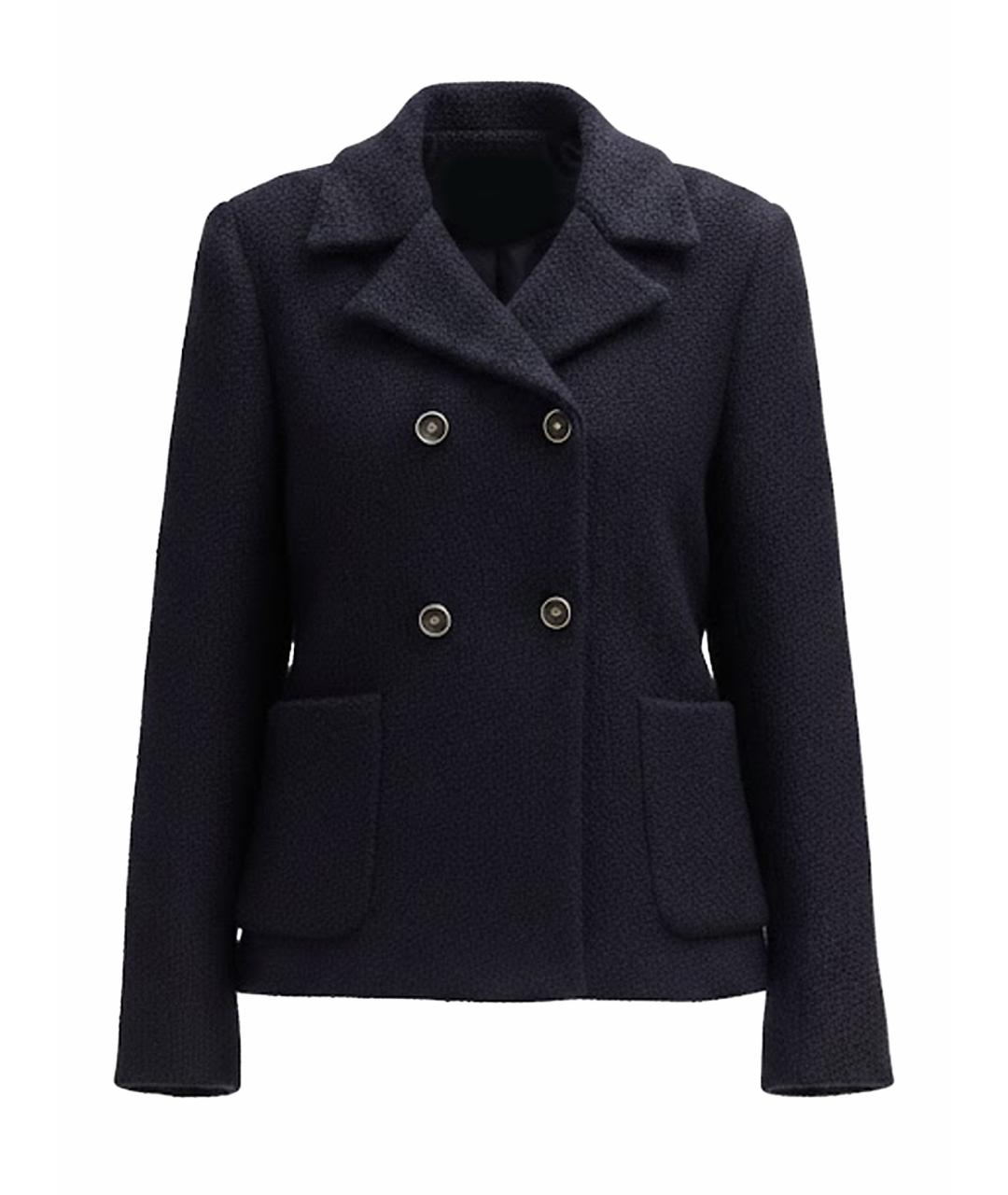 CHANEL Темно-синий твидовый жакет/пиджак, фото 1