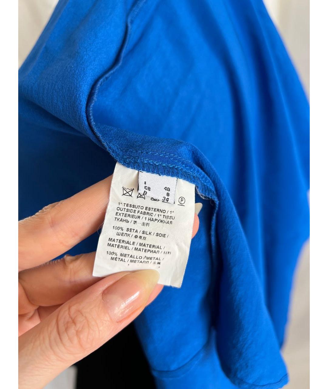 PINKO Синее шелковое коктейльное платье, фото 6