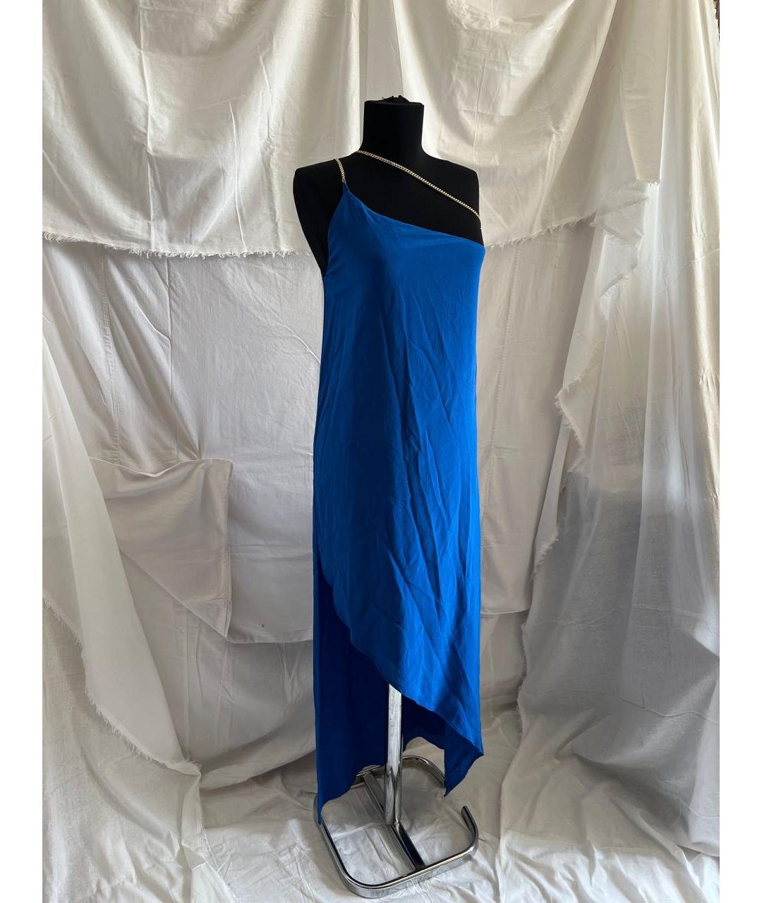 PINKO Синее шелковое коктейльное платье, фото 9