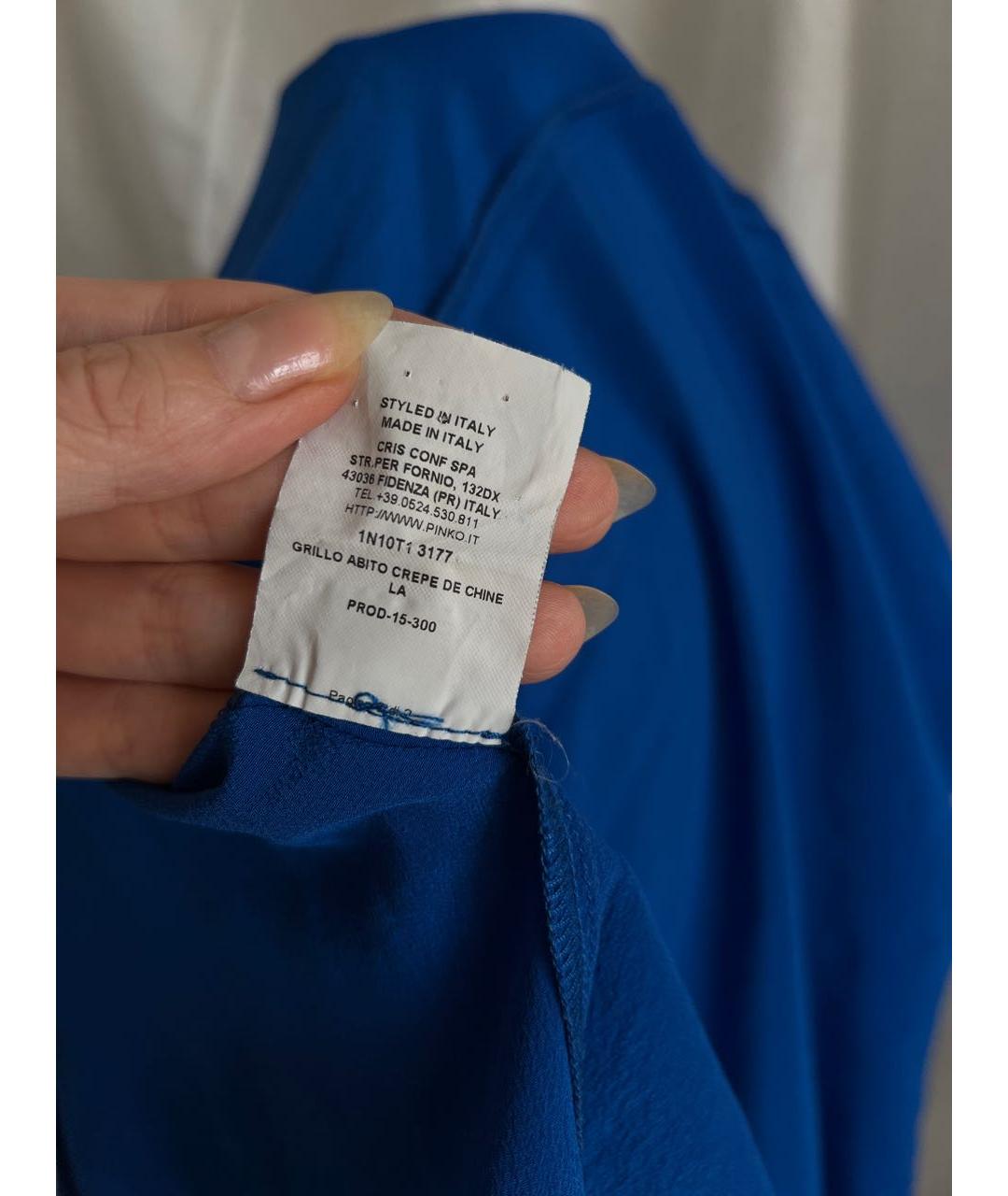 PINKO Синее шелковое коктейльное платье, фото 5