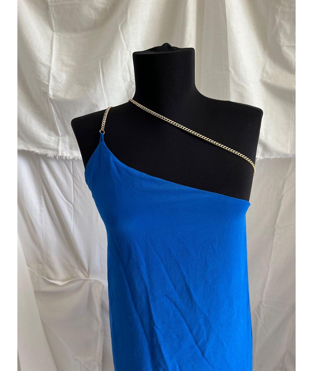 PINKO Синее шелковое коктейльное платье, фото 3
