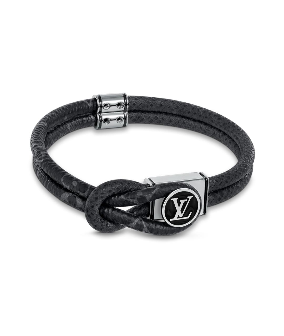 LOUIS VUITTON Черный кожаный браслет, фото 2