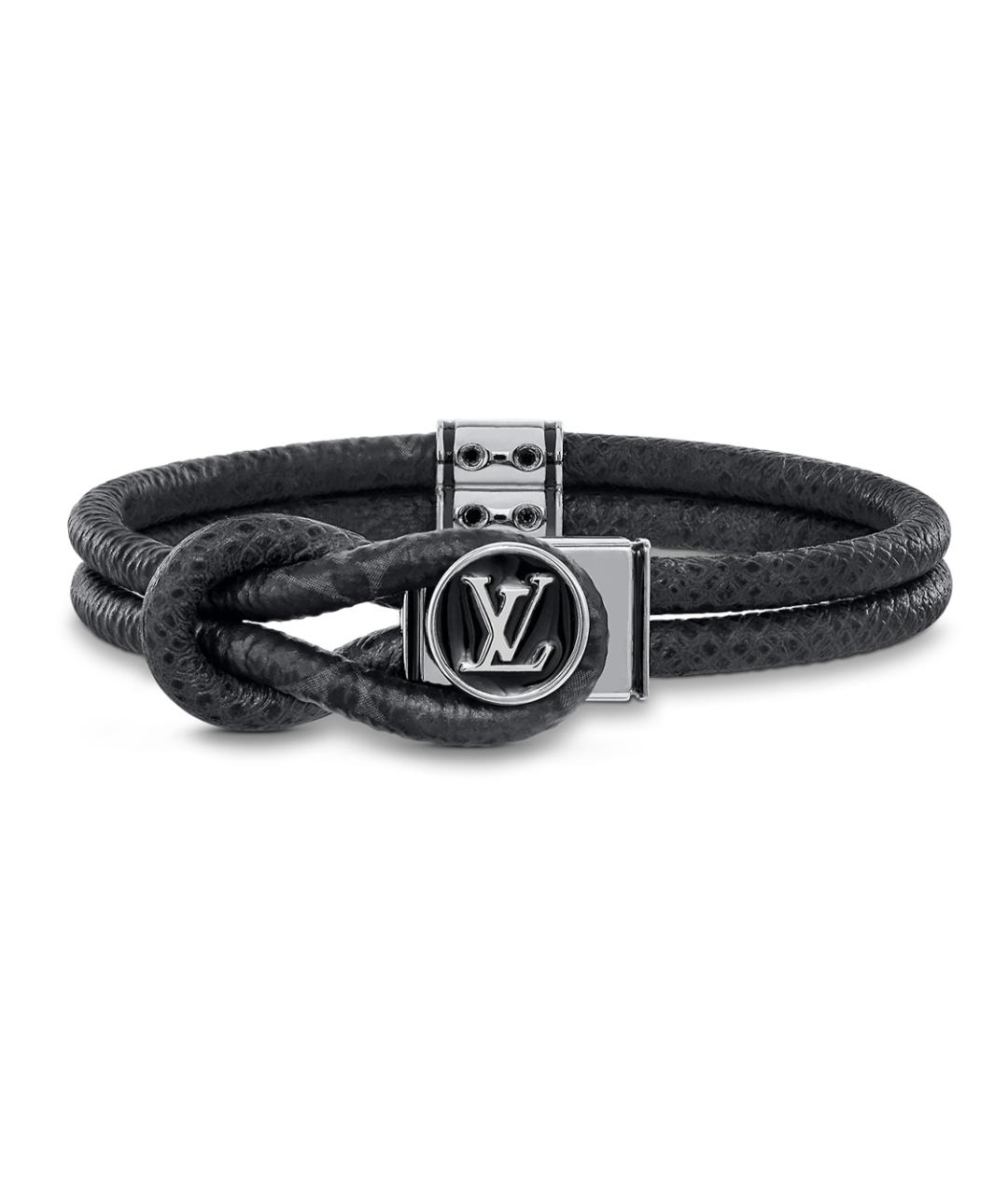 LOUIS VUITTON Черный кожаный браслет, фото 1