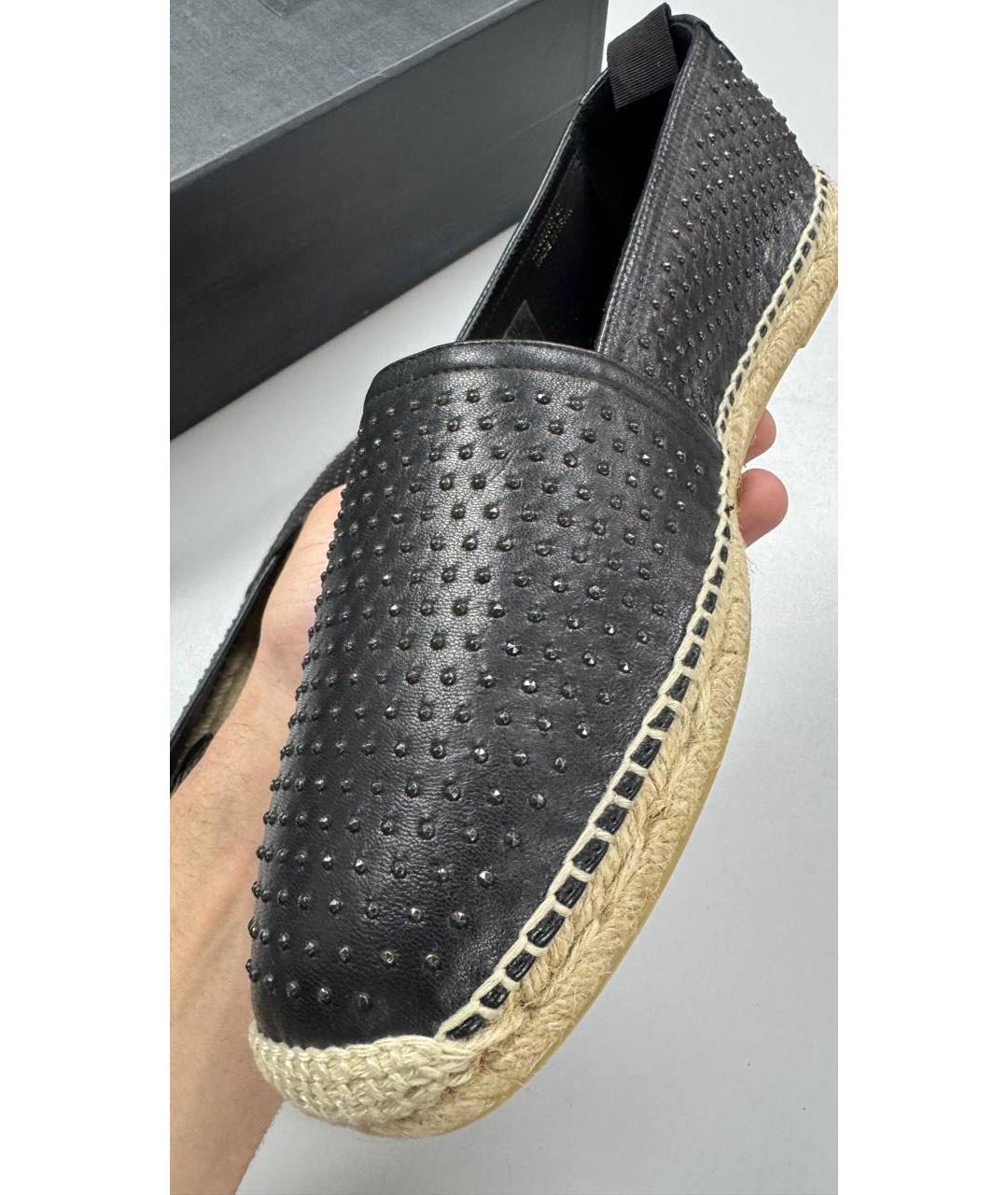 SAINT LAURENT Черные кожаные эспадрильи, фото 3