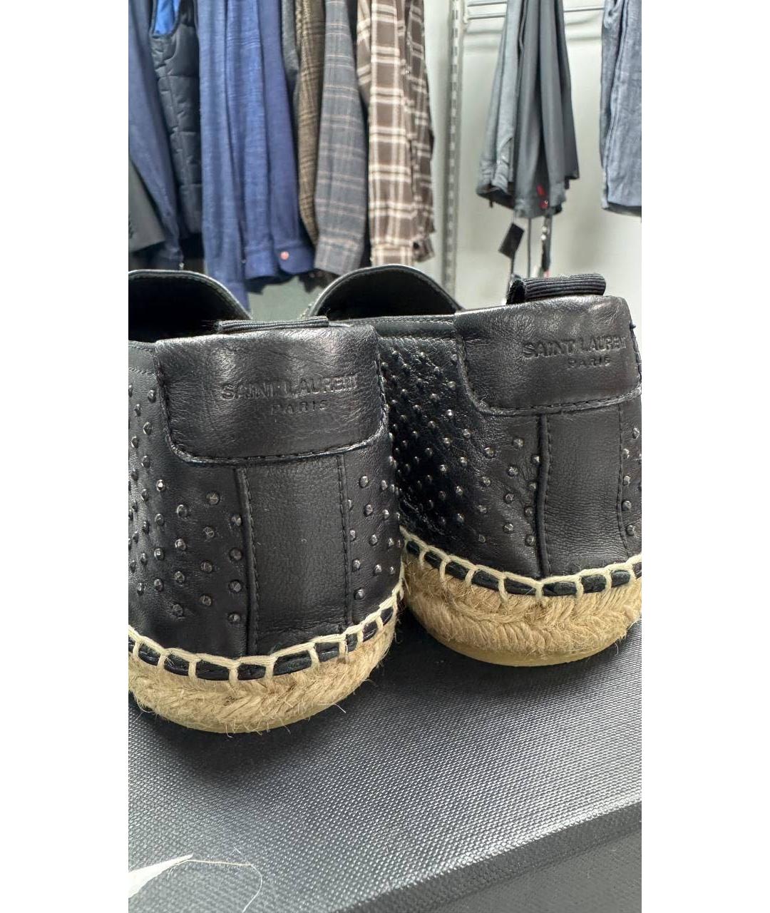 SAINT LAURENT Черные кожаные эспадрильи, фото 5