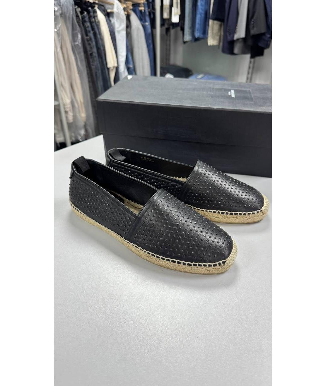 SAINT LAURENT Черные кожаные эспадрильи, фото 2