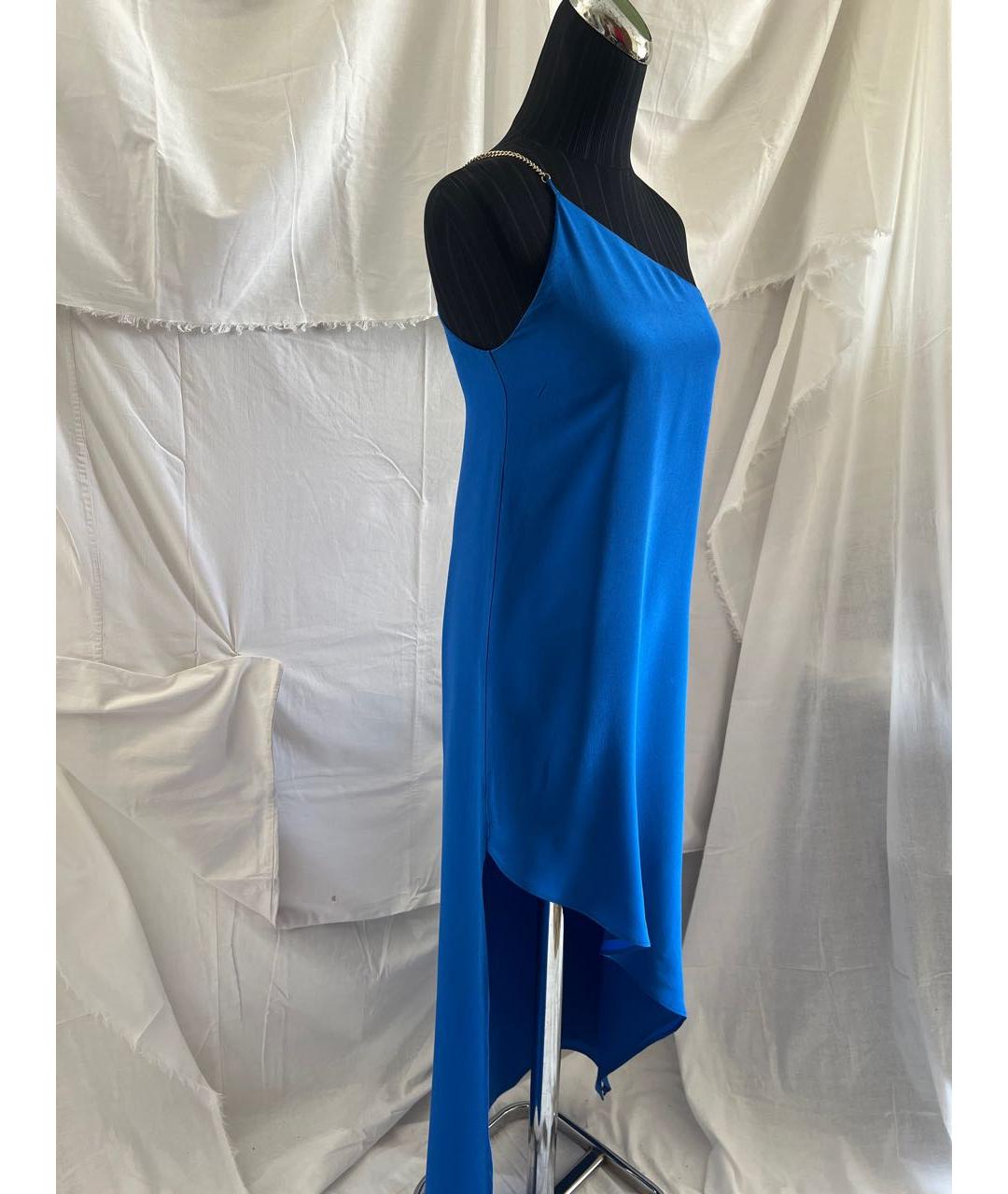 PINKO Синее шелковое коктейльное платье, фото 5