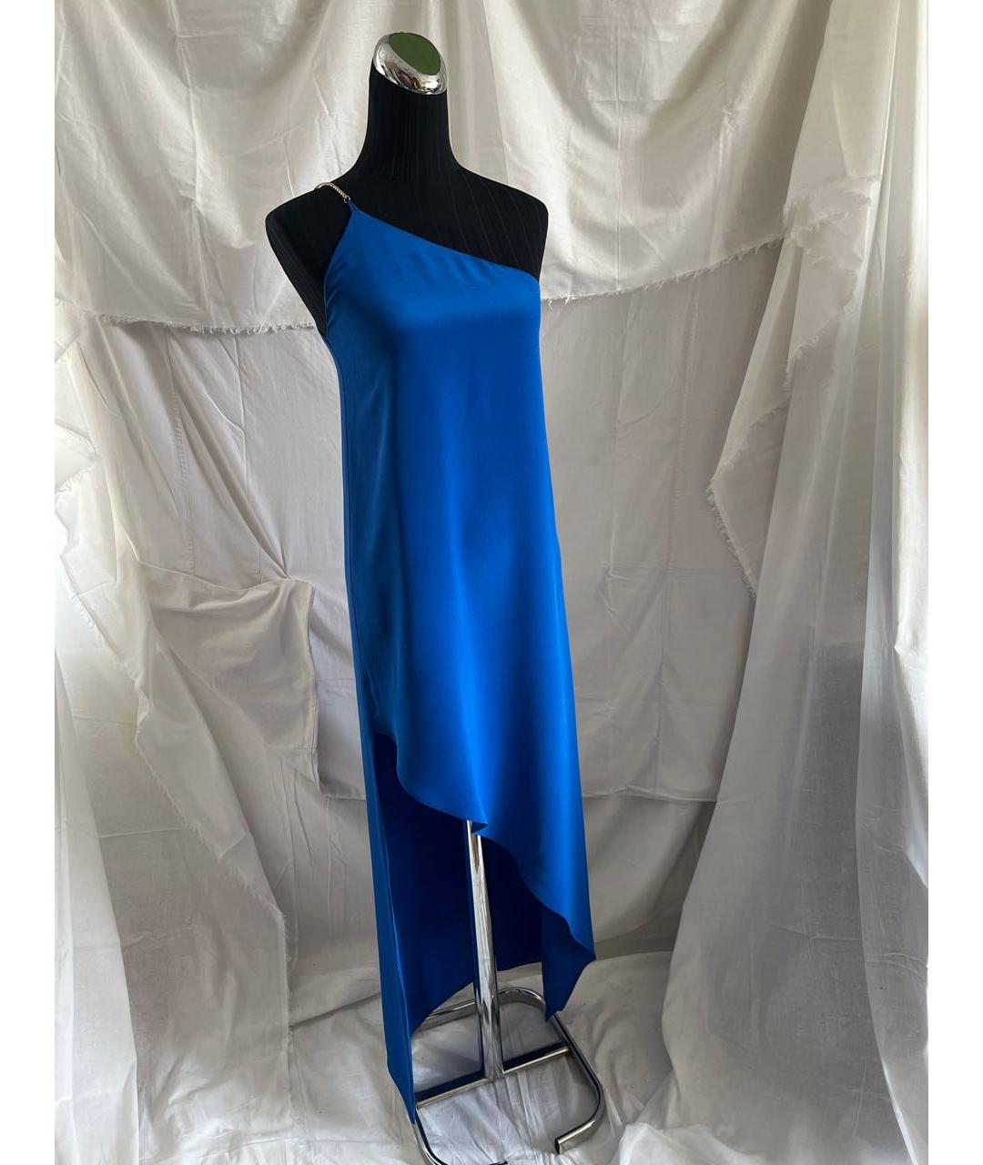 PINKO Синее шелковое коктейльное платье, фото 9