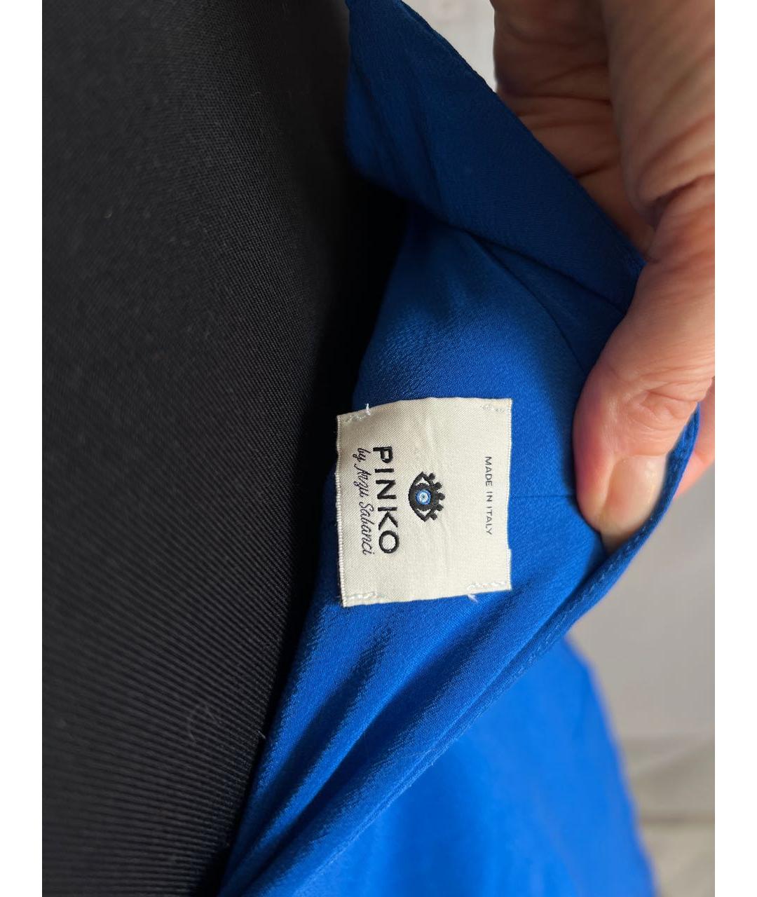 PINKO Синее шелковое коктейльное платье, фото 6