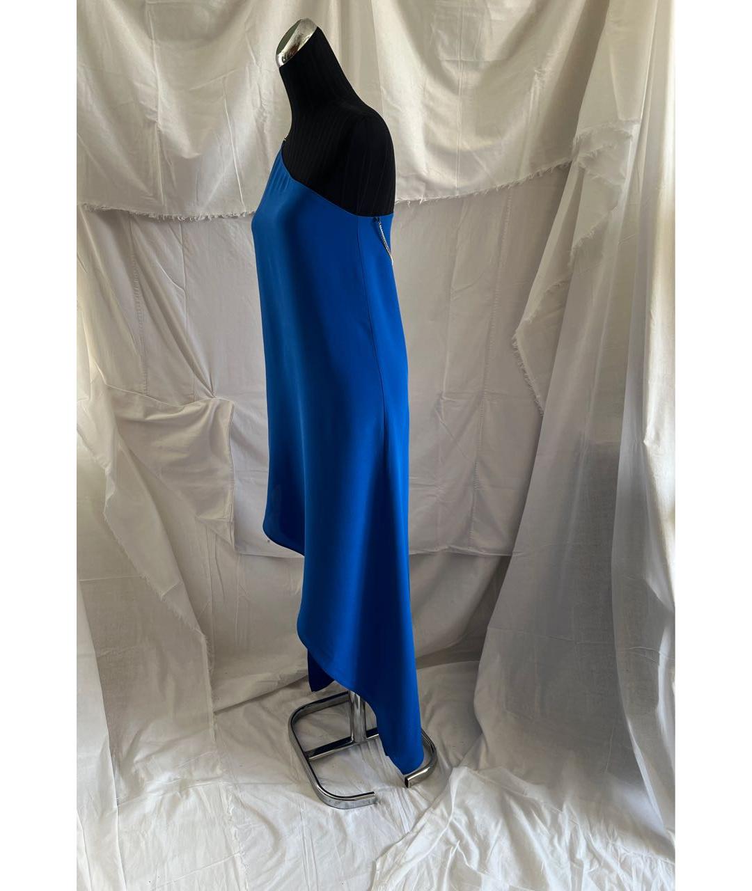 PINKO Синее шелковое коктейльное платье, фото 3