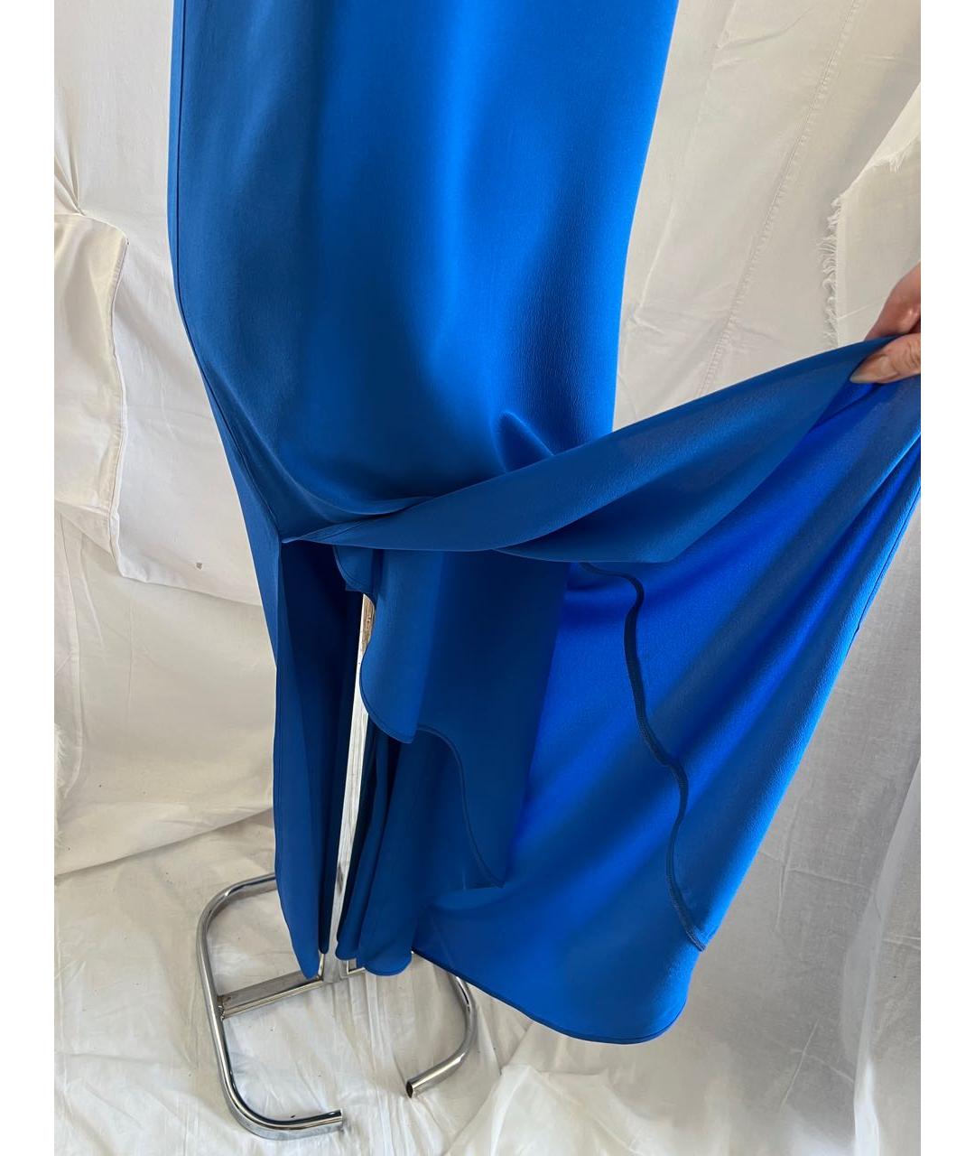 PINKO Синее шелковое коктейльное платье, фото 4