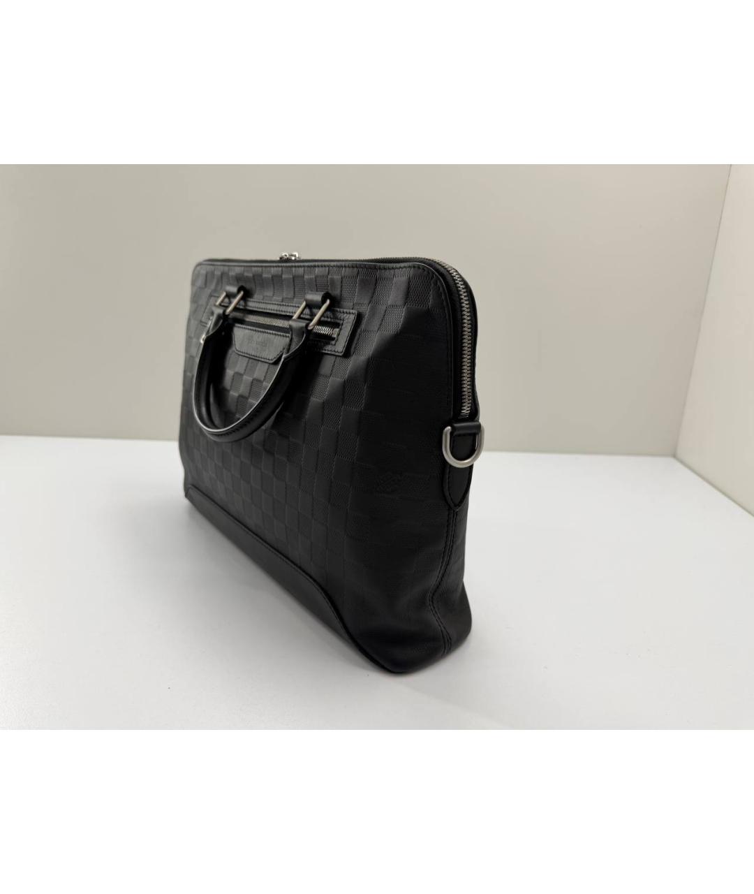 LOUIS VUITTON Черный кожаный портфель, фото 7