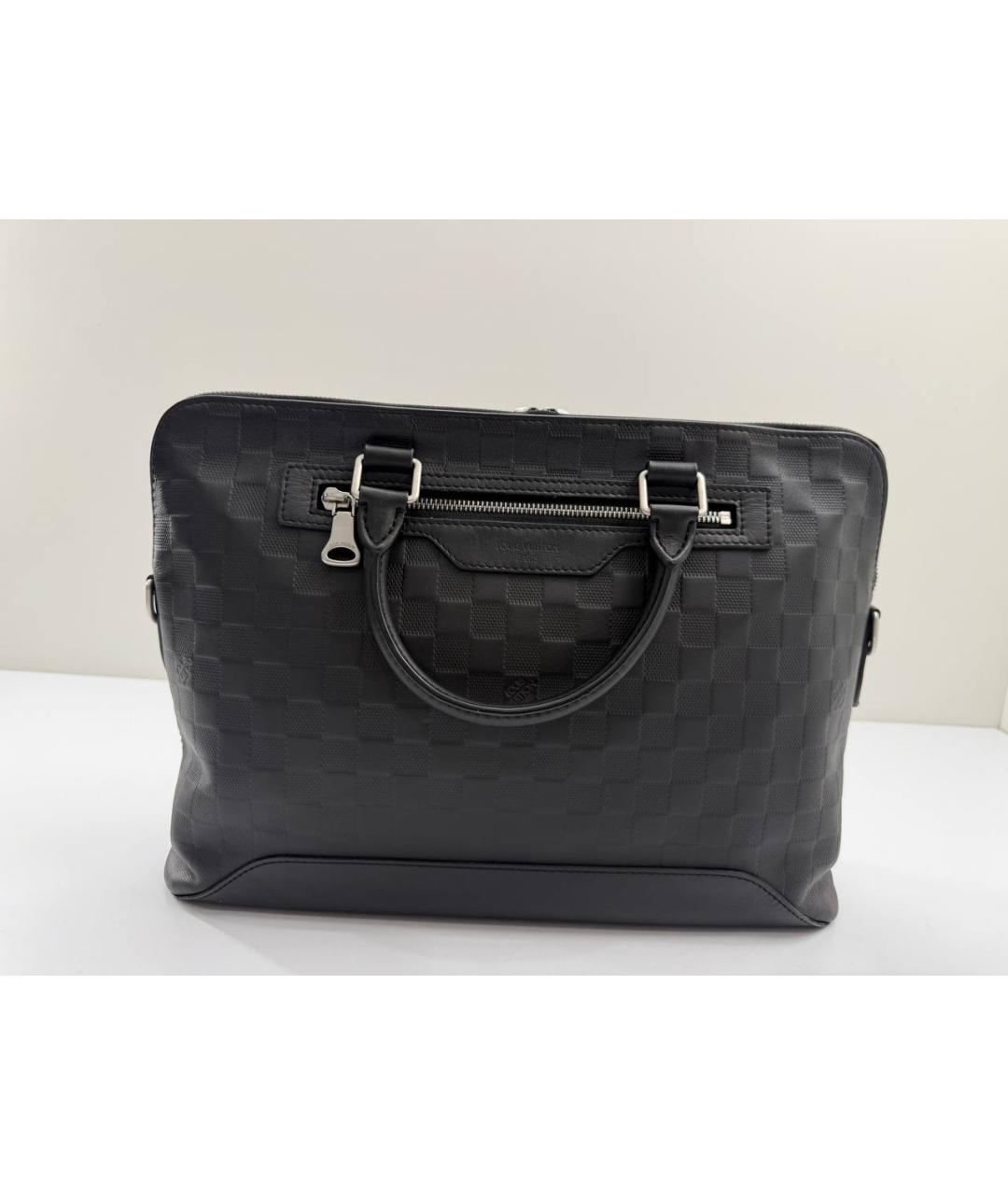 LOUIS VUITTON Черный кожаный портфель, фото 4