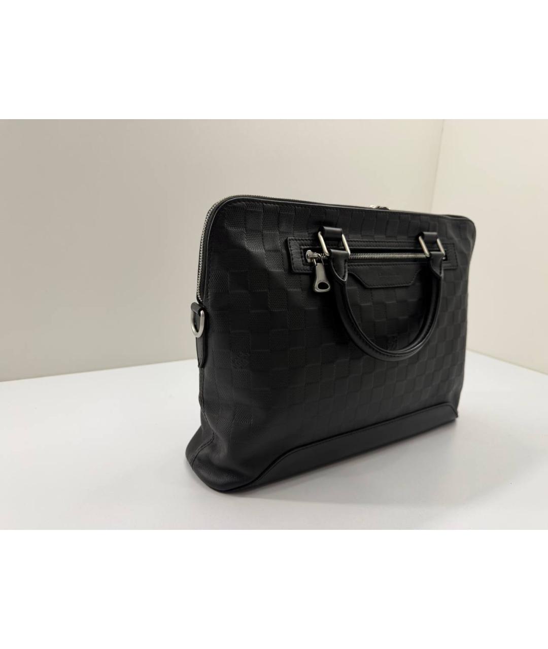 LOUIS VUITTON Черный кожаный портфель, фото 8