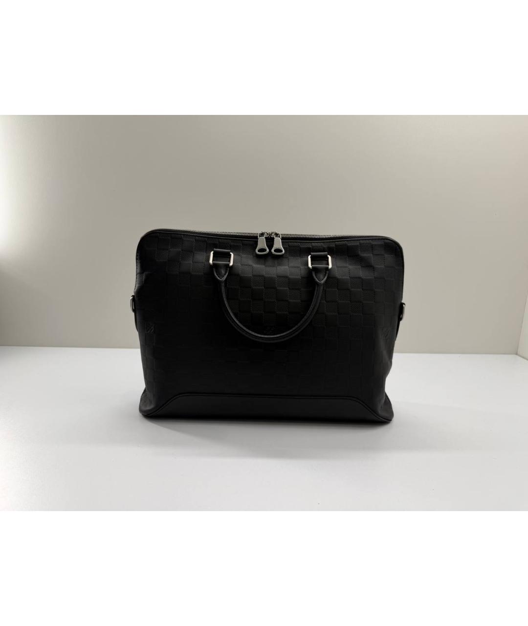 LOUIS VUITTON Черный кожаный портфель, фото 2