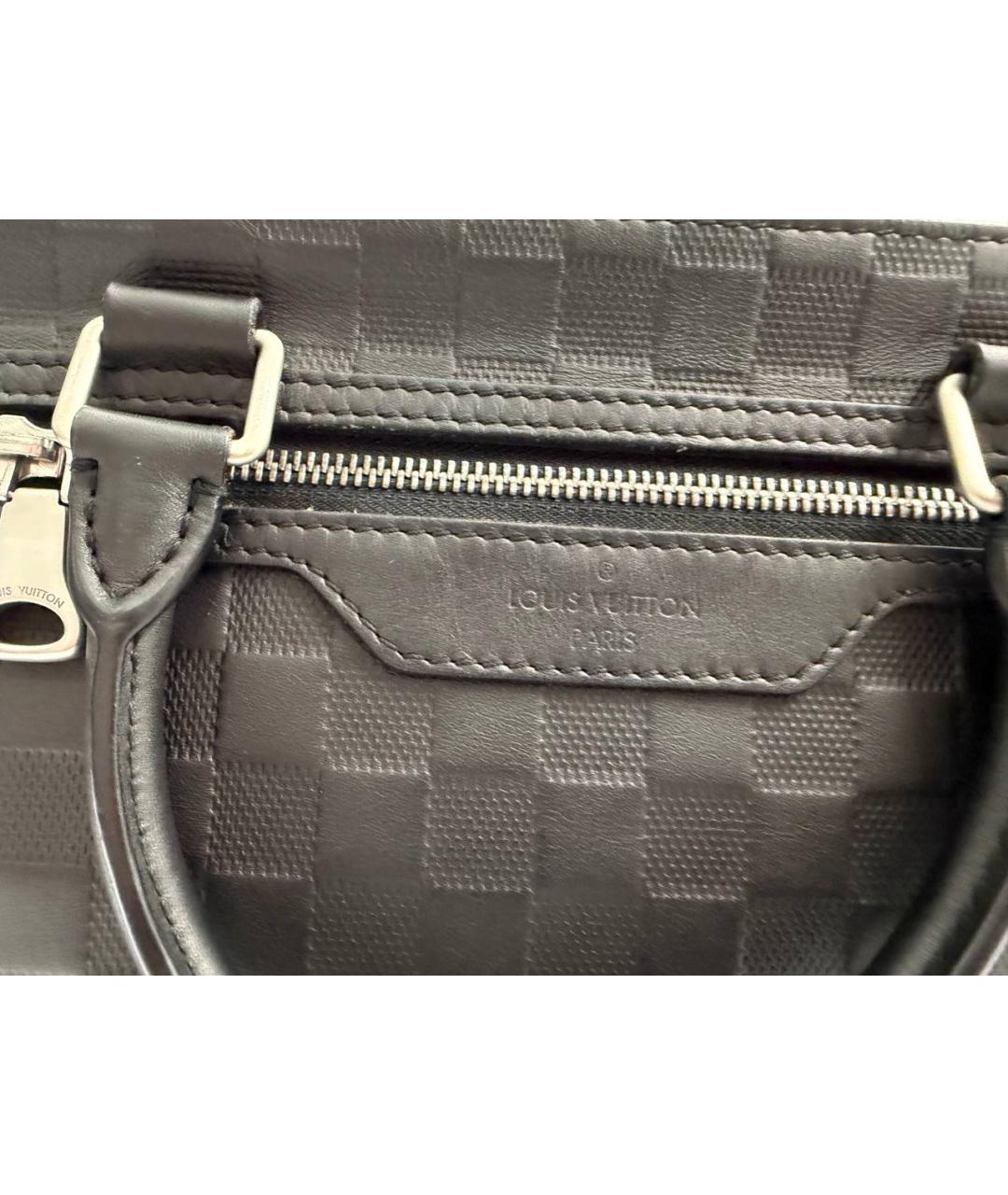 LOUIS VUITTON Черный кожаный портфель, фото 6