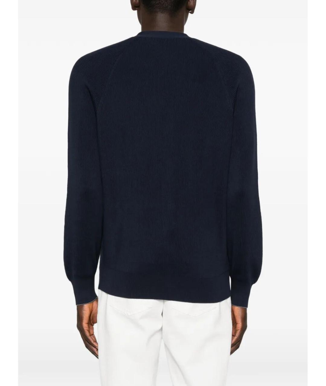 BRUNELLO CUCINELLI Темно-синий хлопковый кардиган, фото 3