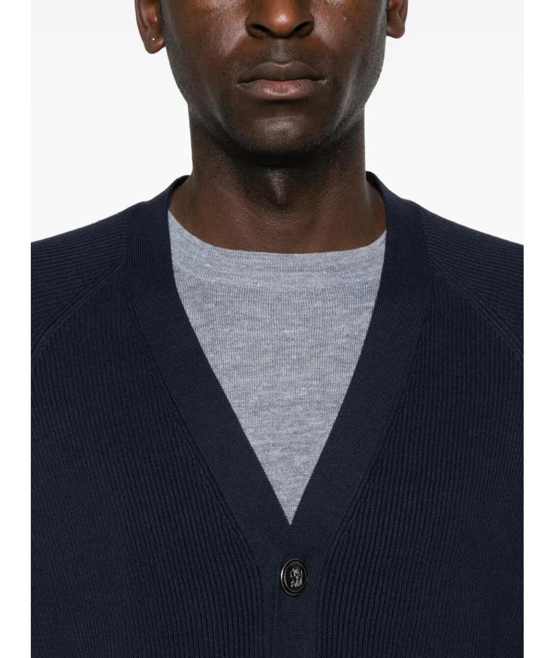 BRUNELLO CUCINELLI Темно-синий хлопковый кардиган, фото 4
