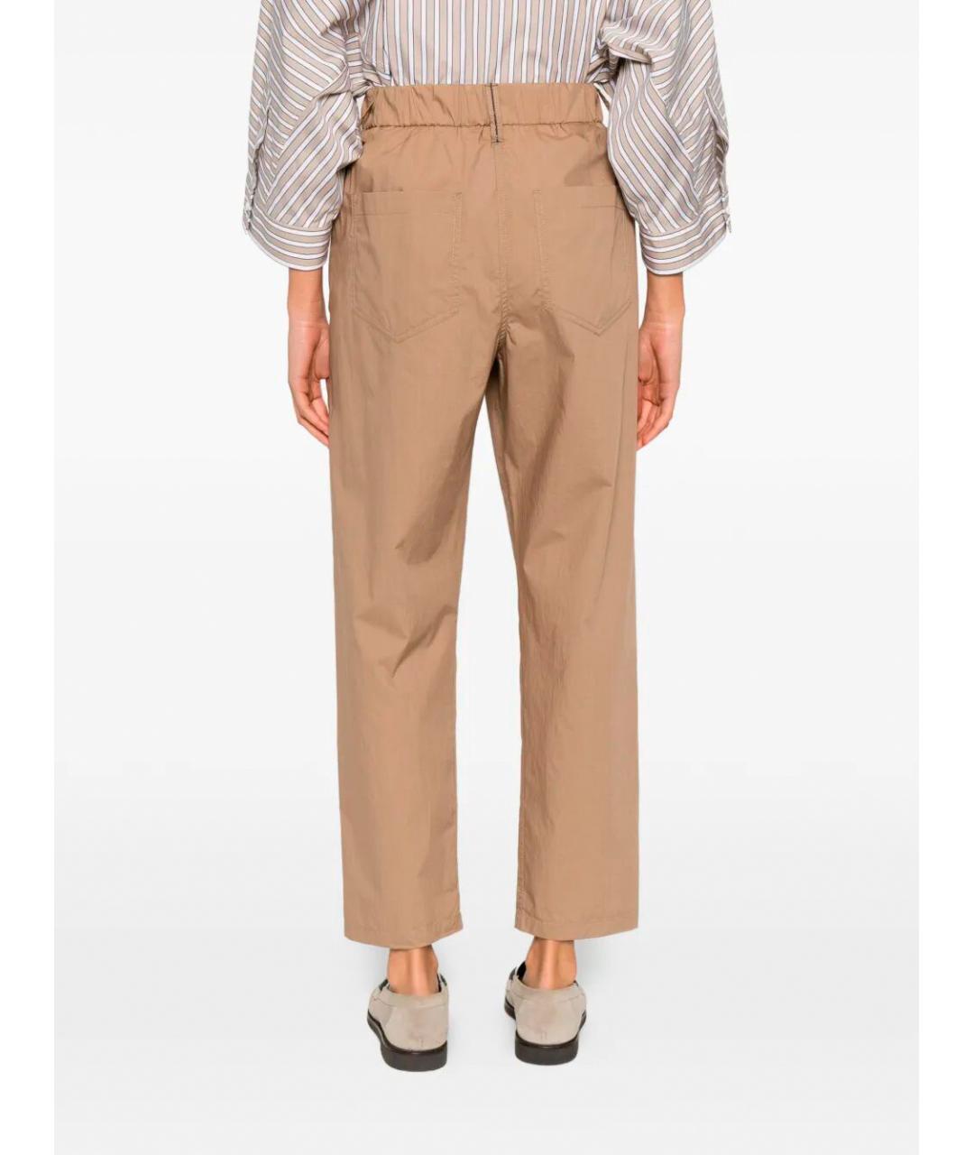 BRUNELLO CUCINELLI Бежевые хлопковые прямые брюки, фото 3