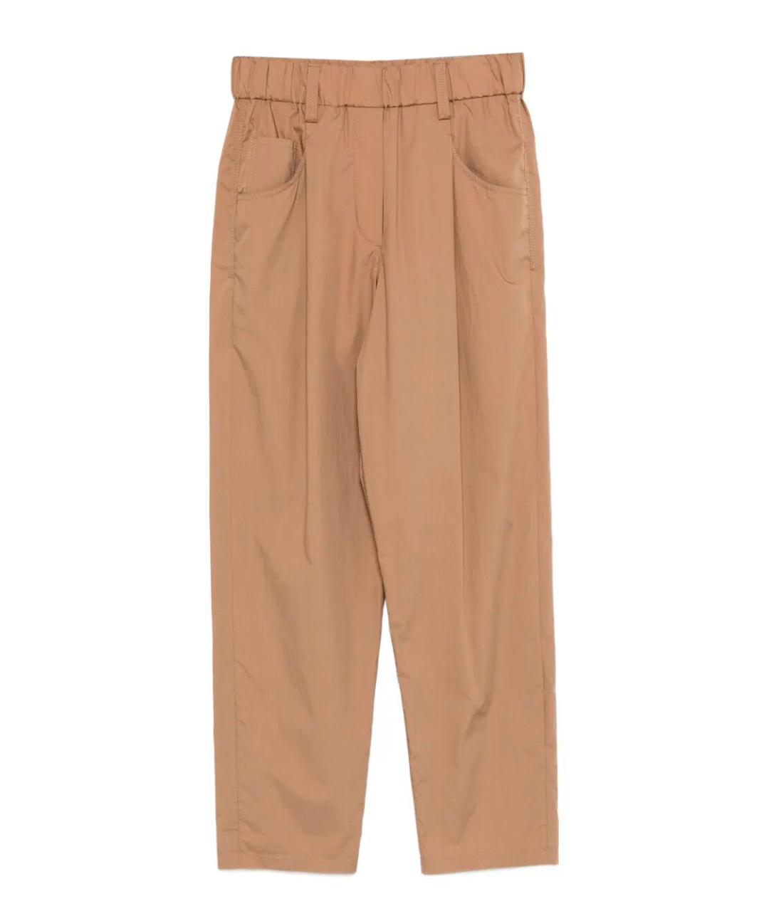 BRUNELLO CUCINELLI Бежевые хлопковые прямые брюки, фото 1