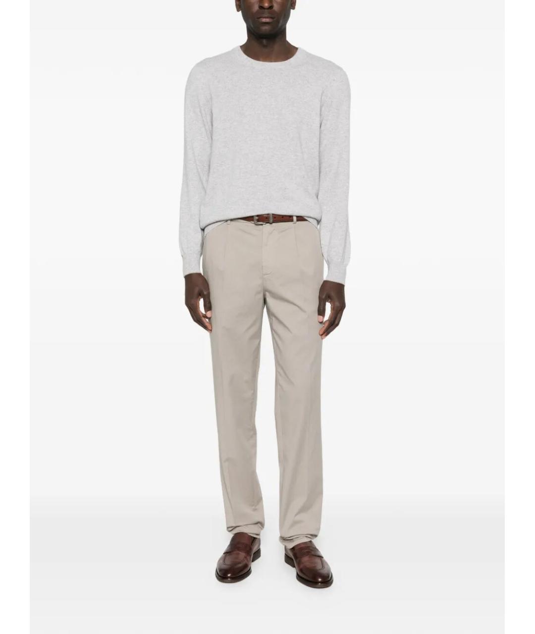 BRUNELLO CUCINELLI Бежевые хлопковые повседневные брюки, фото 3