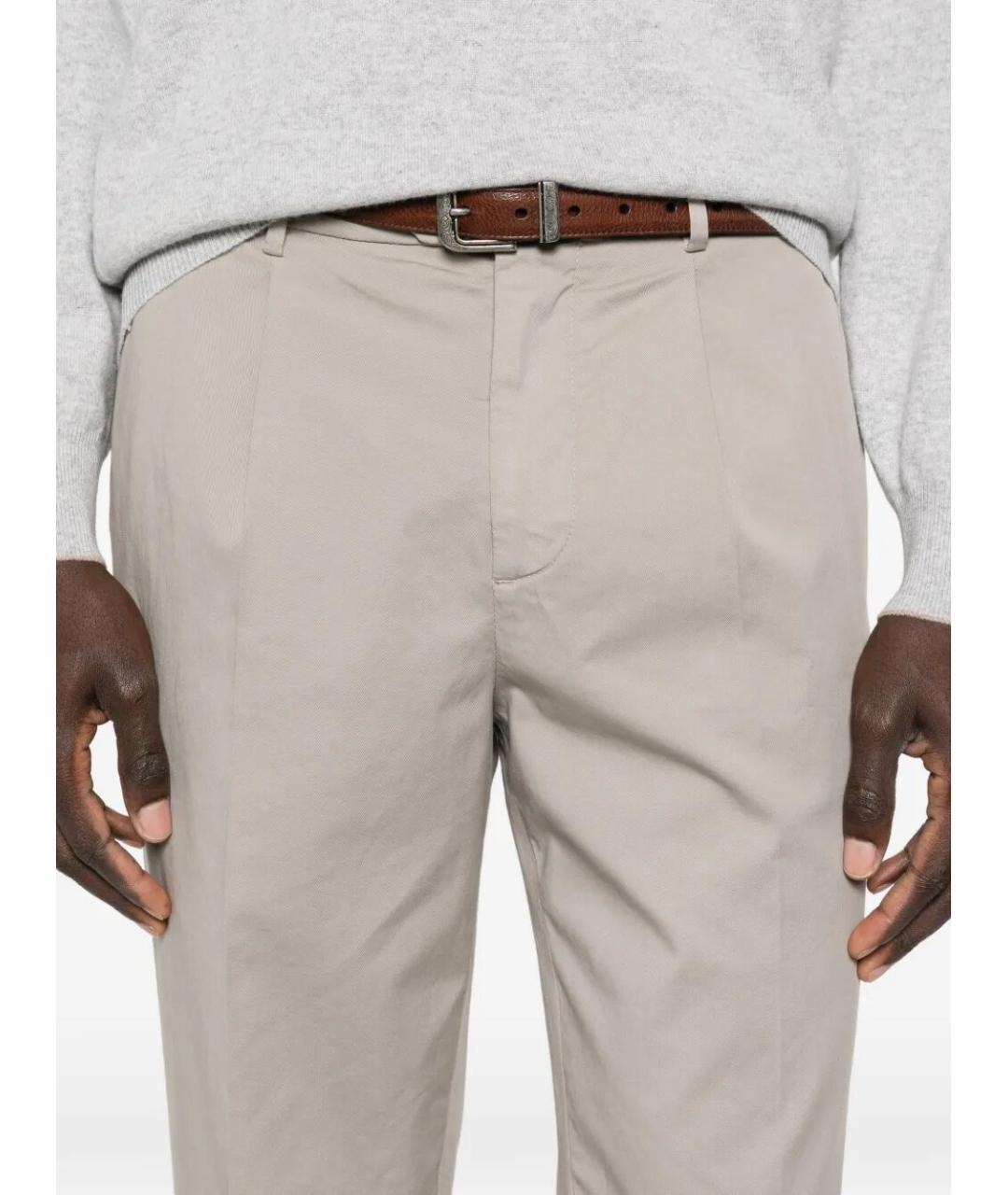 BRUNELLO CUCINELLI Бежевые хлопковые повседневные брюки, фото 5
