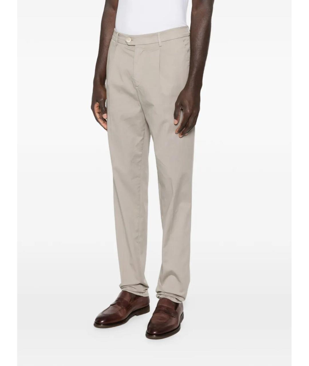 BRUNELLO CUCINELLI Бежевые хлопковые повседневные брюки, фото 2
