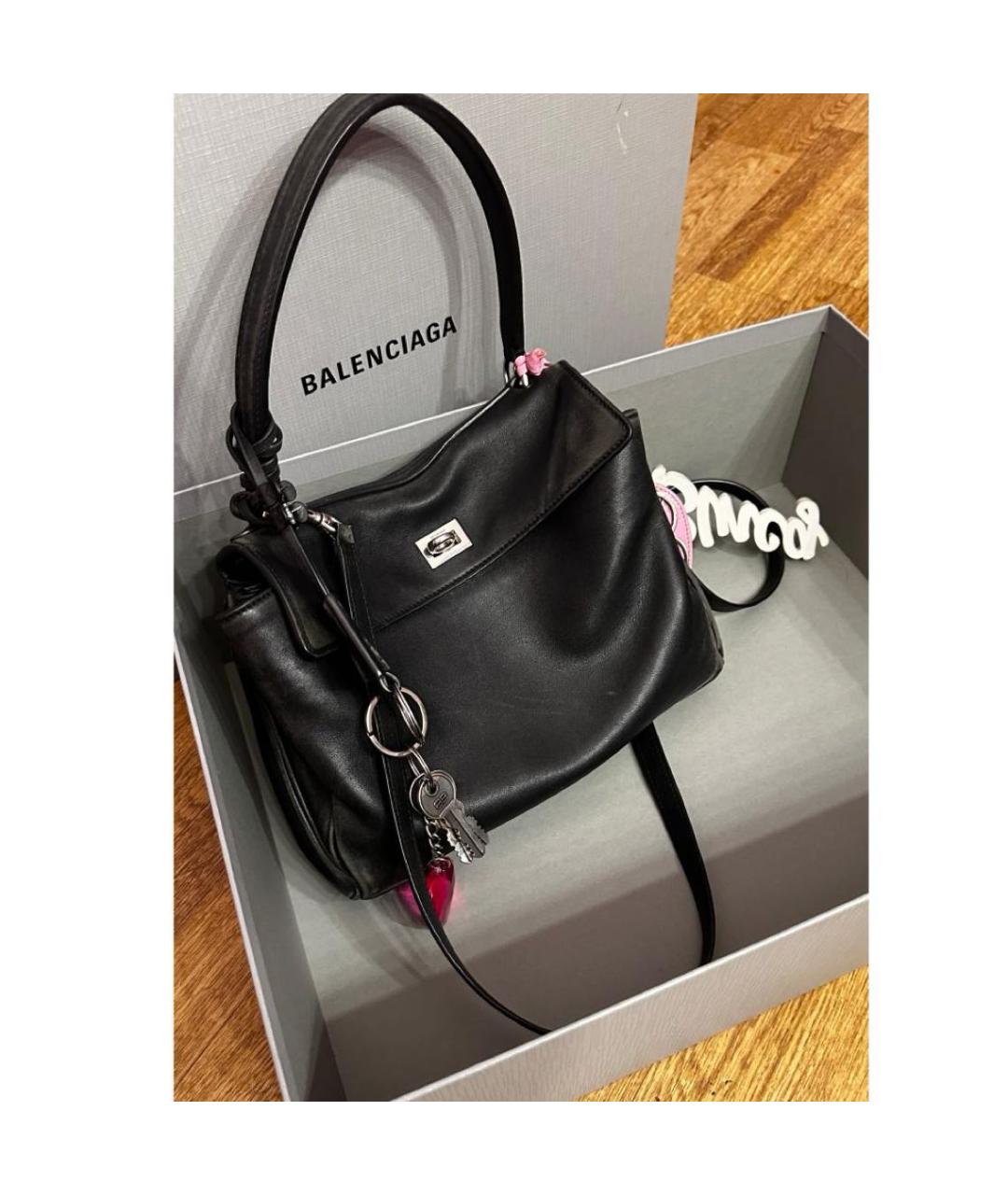 BALENCIAGA Черная кожаная сумка тоут, фото 4