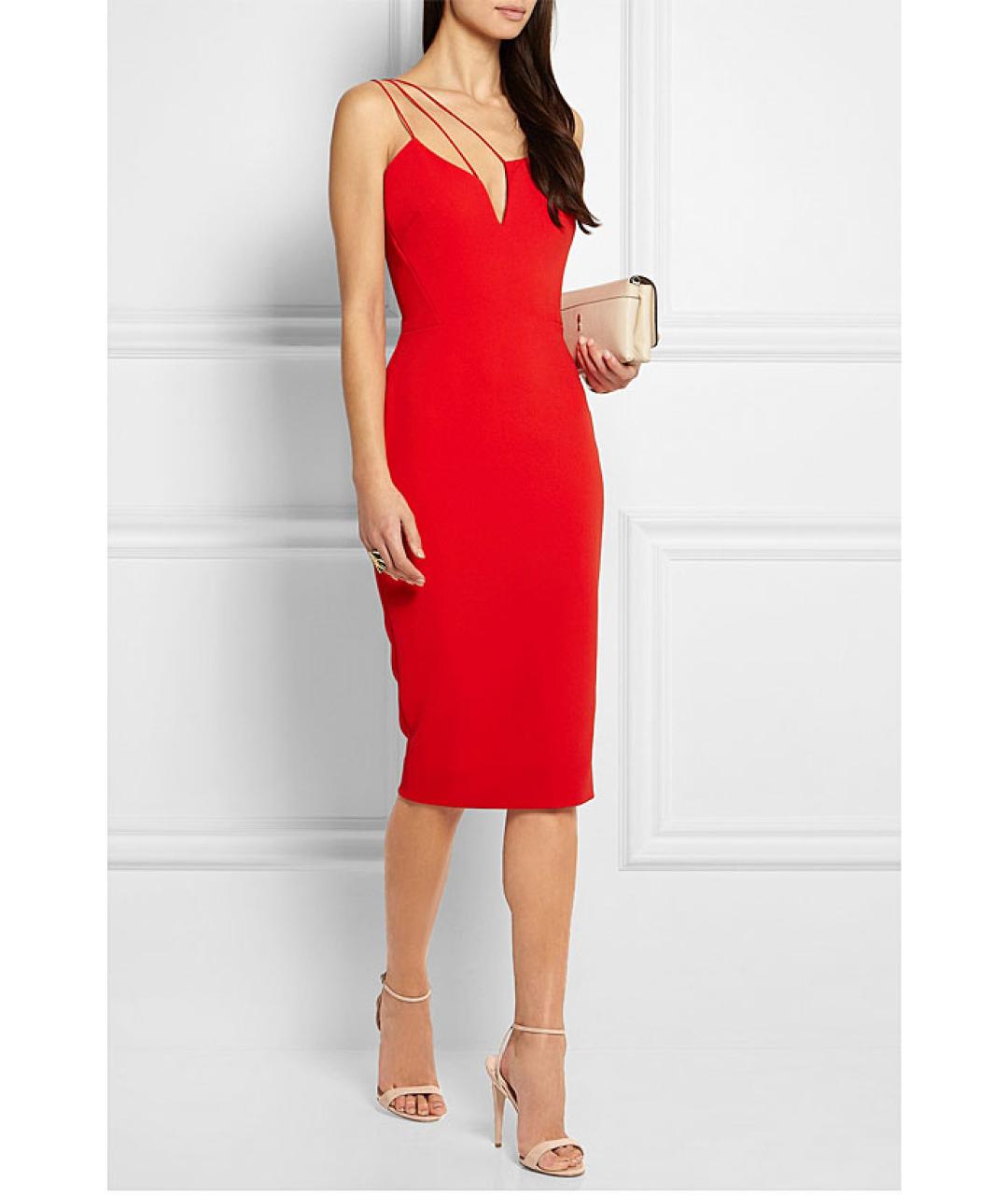 VICTORIA BECKHAM Красное шерстяное коктейльное платье, фото 6