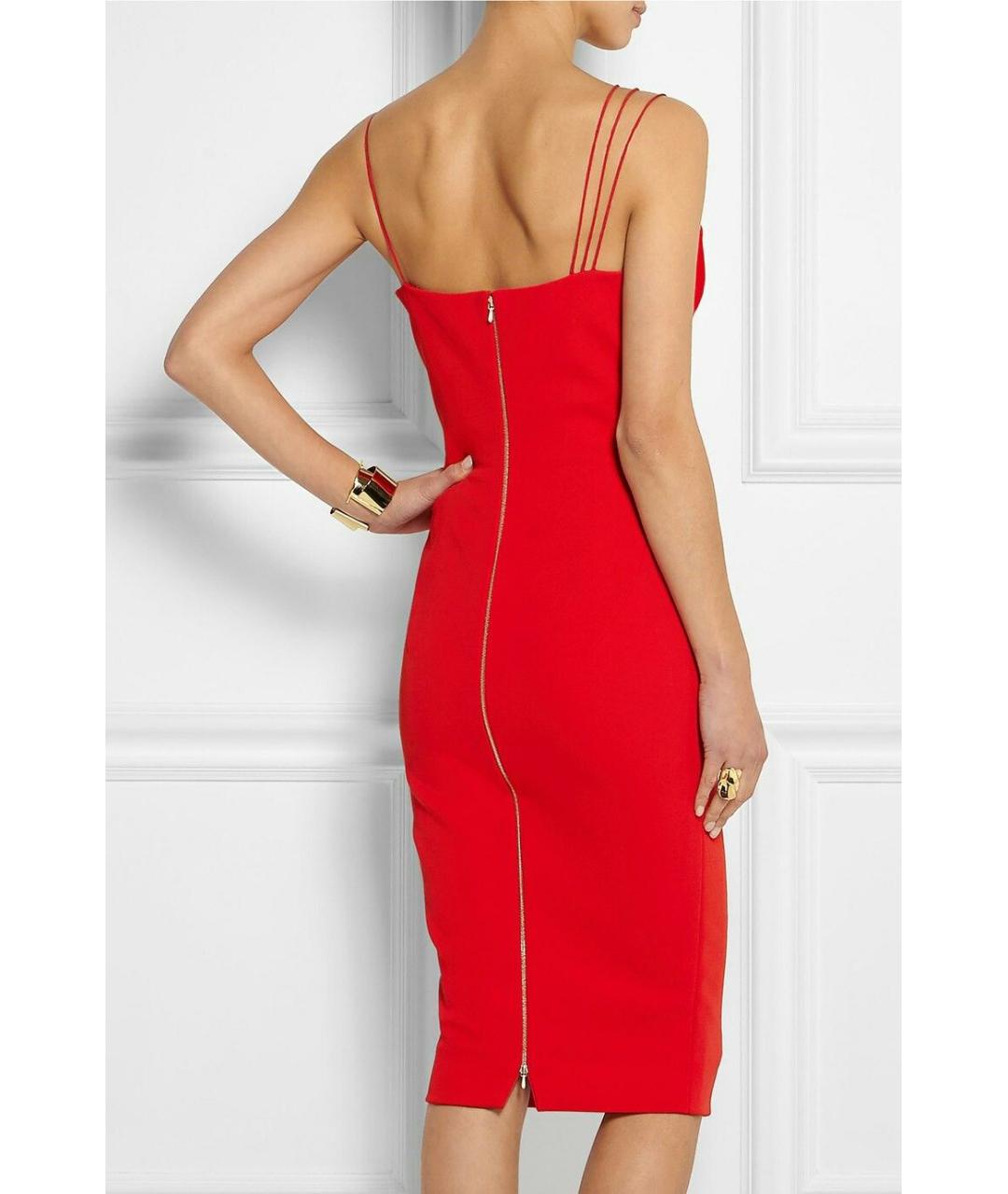 VICTORIA BECKHAM Красное шерстяное коктейльное платье, фото 4