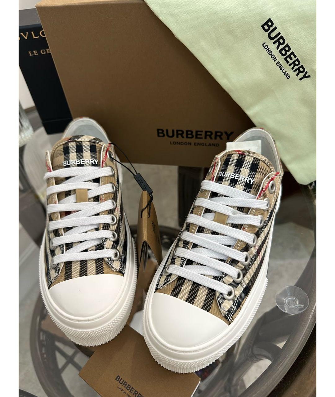 BURBERRY Бежевые кеды, фото 2