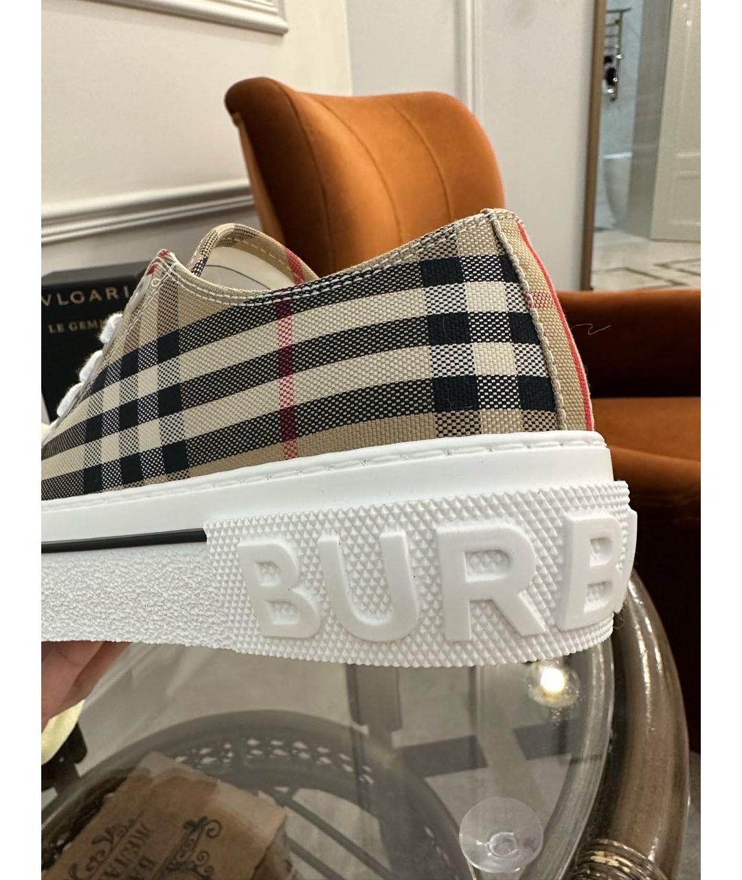 BURBERRY Бежевые кеды, фото 5