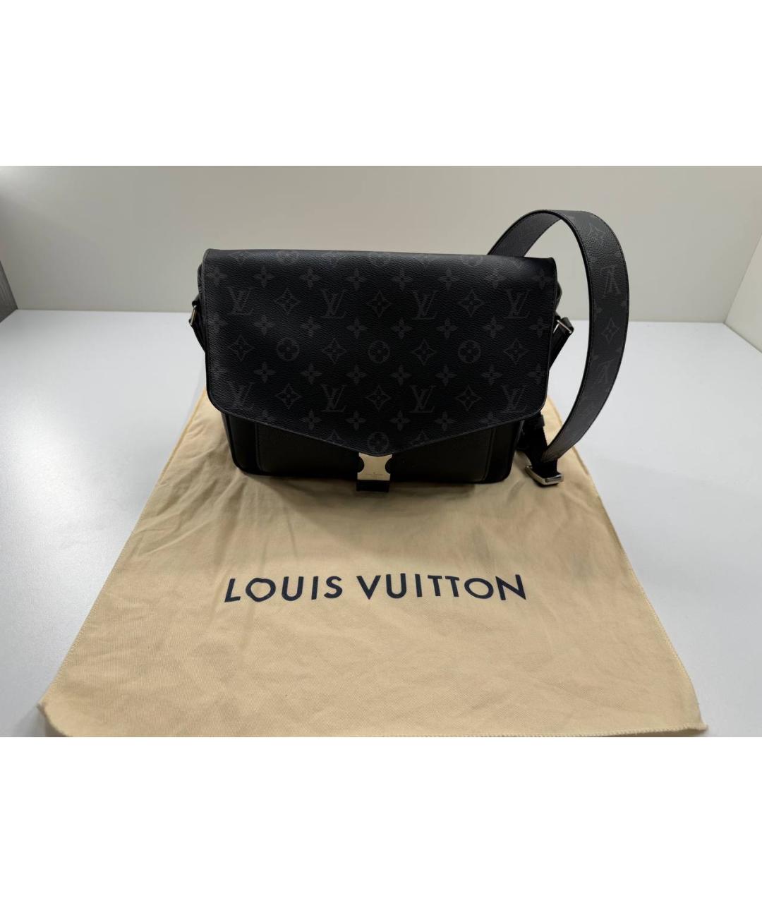 LOUIS VUITTON Черная кожаная сумка на плечо, фото 3
