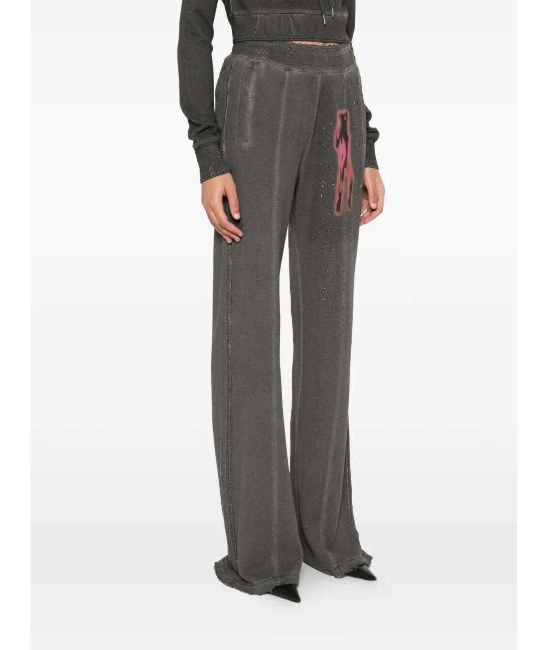 DIESEL Серые хлопковые брюки широкие, фото 5