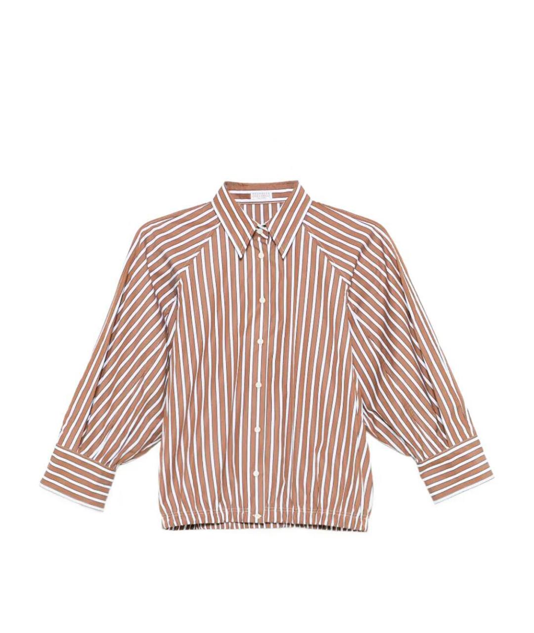 BRUNELLO CUCINELLI Коричневая хлопковая рубашка, фото 1