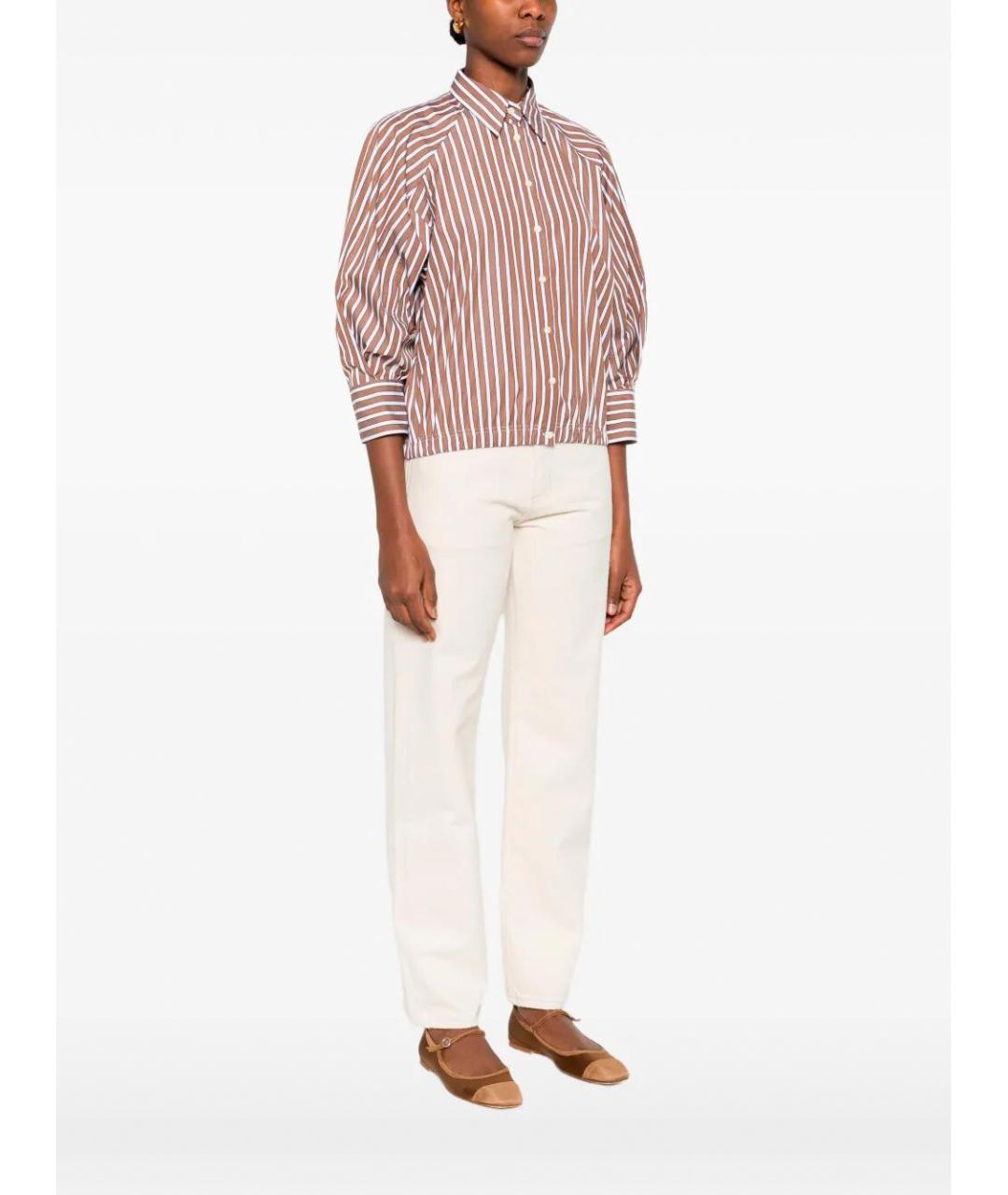 BRUNELLO CUCINELLI Коричневая хлопковая рубашка, фото 4