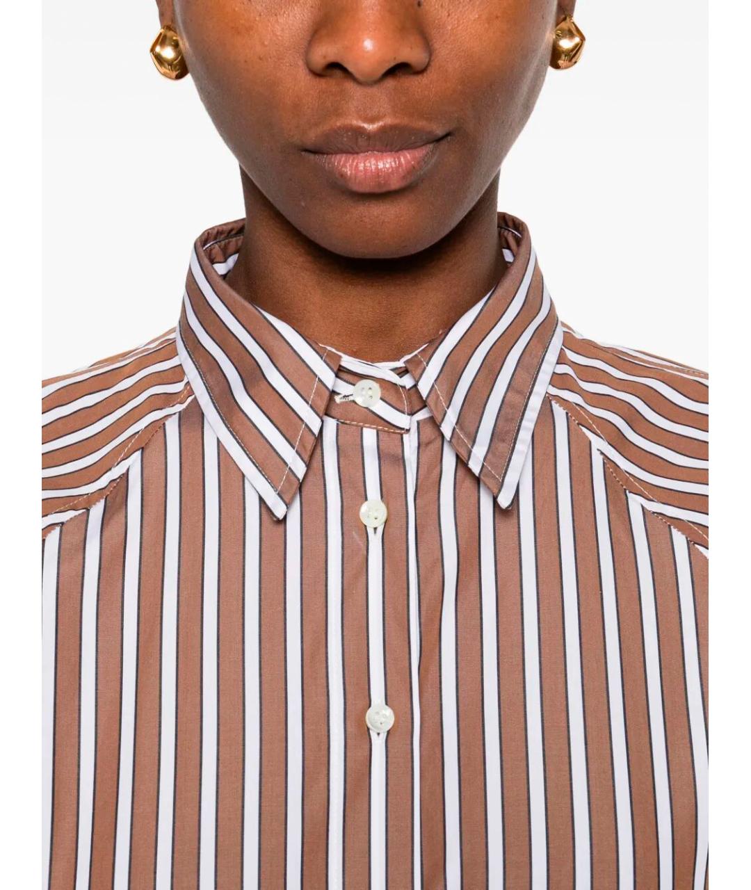 BRUNELLO CUCINELLI Коричневая хлопковая рубашка, фото 3